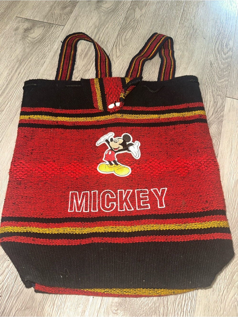 Mickey Mouse Woven Backpack Black Red Mickey Bag Purse